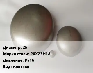 Заглушка нержавеющая 25 Сталь: 20Х23Н18 Ру16 плоская